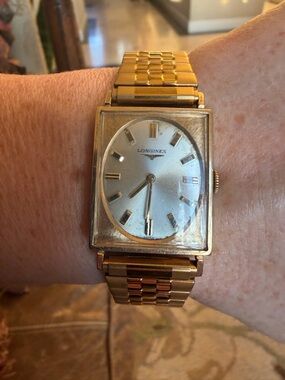 Longines Gold Tone Bracelet Watch with Silver Dial VINTAGE